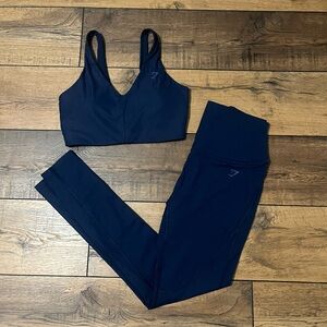 GYMSHARK Navy ribbed workout set Medium